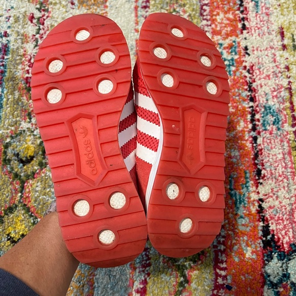 Red Adidas sneakers with pop of suede detail, size 5.5. GUC, worn a few times. - Picture 5 of 5
